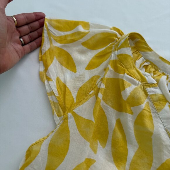 Sonoma Yellow White Floral Flutter‎ Short Sleeve Top Size XL - Picture 4 of 8